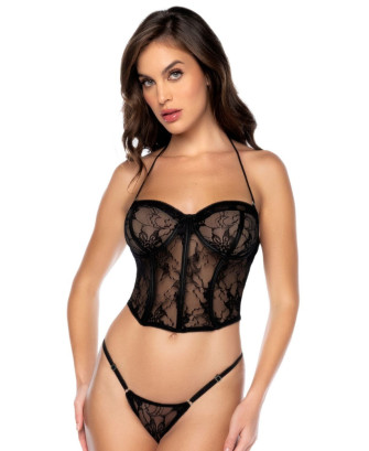Bustier et string en dentelle noire 